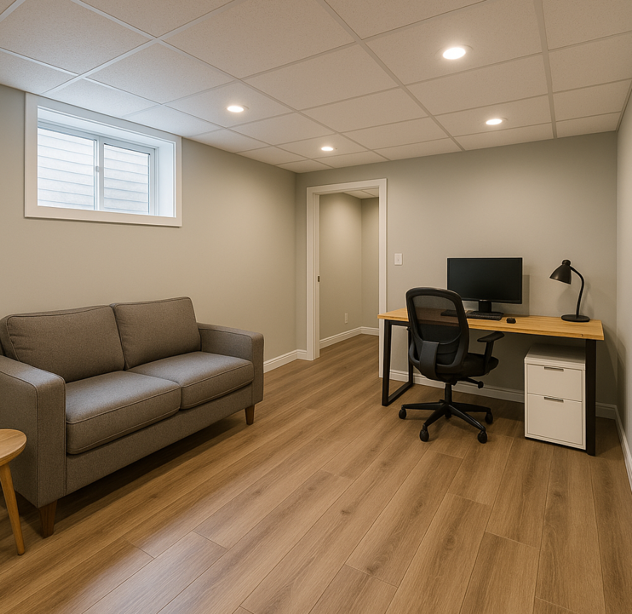 Finished Basement Ideas on a Budget home office